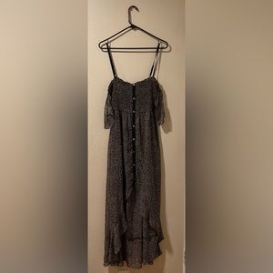 Off shoulder floral mid maxi dress